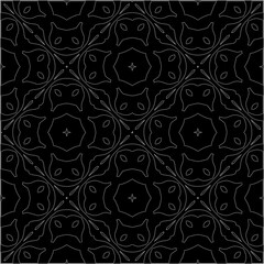A repeat pattern of white dots on a black background. Simple texture for posters, sites, business cards, covers, labels mockup.