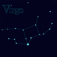 Vector starry sky with constellation Virgo  
