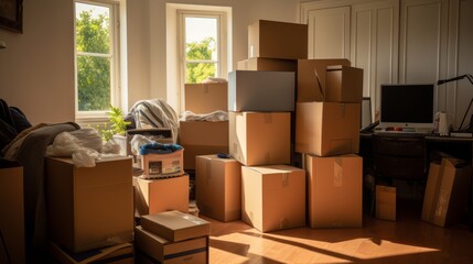 Depicting Packing Bags into Boxes Prior to Moving