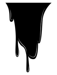 Paint dripping liquid. Flowing oil stain. Set of black drips. Abstract flow stencil, current ink streak or fluid smudge. illustration on white background