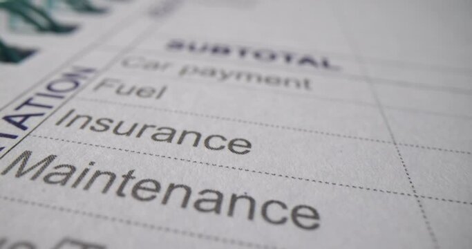 Subtotal details of the invoice payable with taxes. Planning financial expenses for medicine and insurance