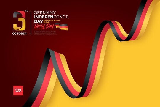 Germany Independence Day flag background with logotype October 3rd