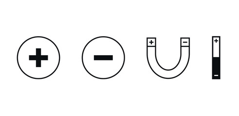 magnet icon set, vectoral drawing, electric and magnetic field
