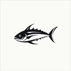Tuna fish logo line art illustration design, on a white background