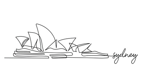 Fototapeta premium Sydney, Australia - vector illustration line art of skyline of sydney with Opera that is a famous landmark of australia.