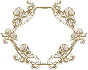 Vintage Decorative Frame. Flower decoration circle. Border hand-drawn.