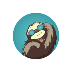 Face of a cute sloth with glasses
