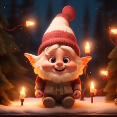 Cute Christmas elf waiting for the holiday