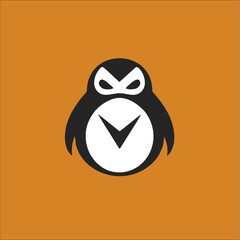 Cute penguin logo line art illustration design, on a white background