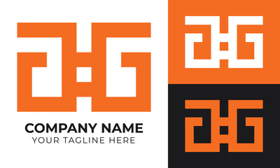 Creative modern minimal abstract monogram initial letter ghg logo design template