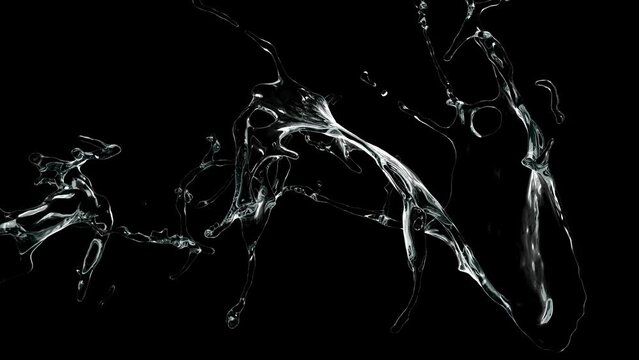 Slow motion of water splash abstract particle on black background
