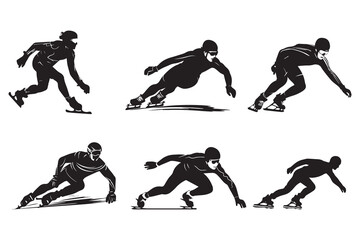 Vector riding ice skates silhouette isolated on white background © Amazinart