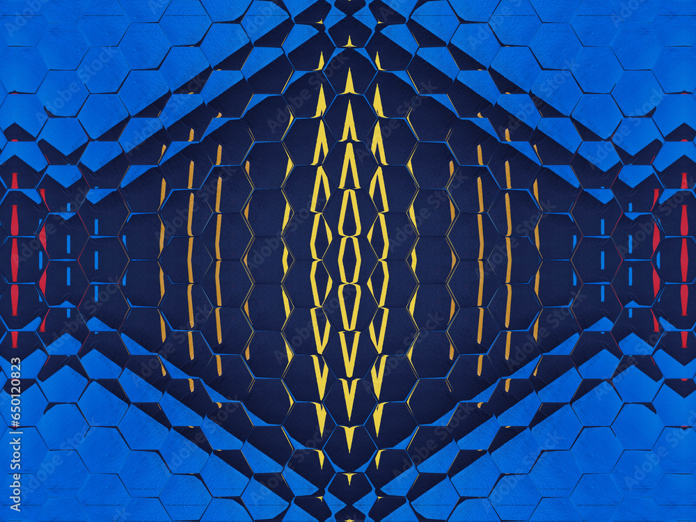 Poster royal blue hexagonal pattern with variation and diversity