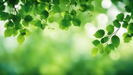 Obraz premium green leaves background with bokeh effect 