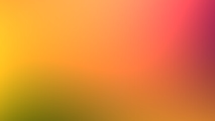 Orange yellow ochre green crimson pink abstract gradient background, copy space. Bright blank backdrop 8k 16:9 for cover presentation web banner. Autumn color palette. Fall season. Blurry glow texture - obrazy, fototapety, plakaty