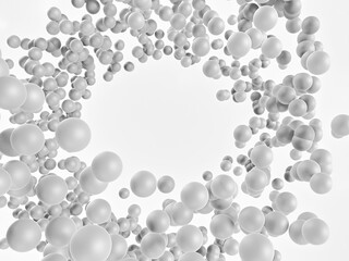 A monochrome image of the circular movement of hashar spheres forms a basis for creativity on a white background.