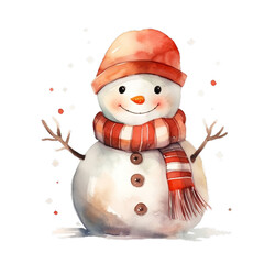 snowman with red hat and scarf
