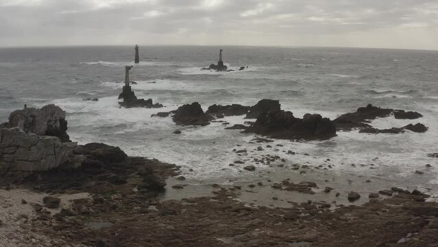 Very big storm and huge waves in Ouessant / Ushant, Bretagne, France.