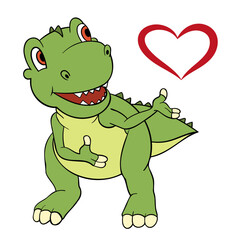 Cute dinosaur with heart