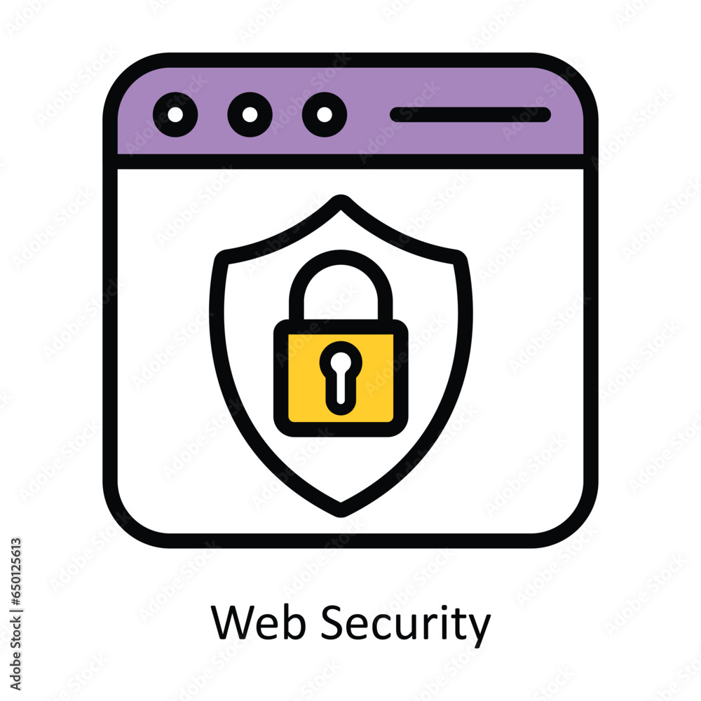 Aufkleber web security vector fill outline icon illustration. eps 10 file.
