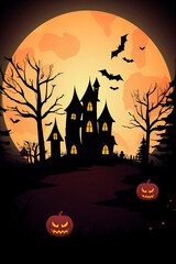 modern and cool halloween background, black and orange