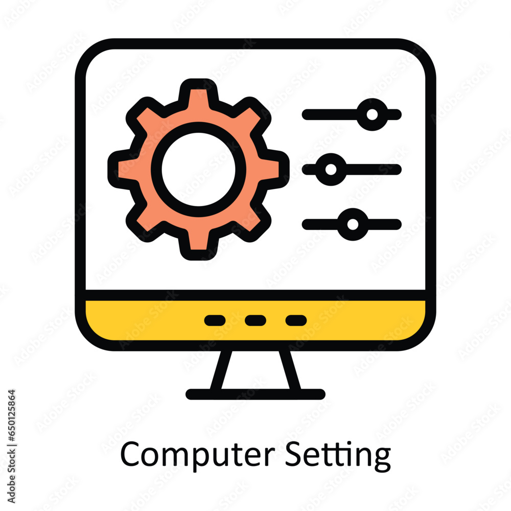 Poster computer setting vector fill outline icon illustration. eps 10 file.