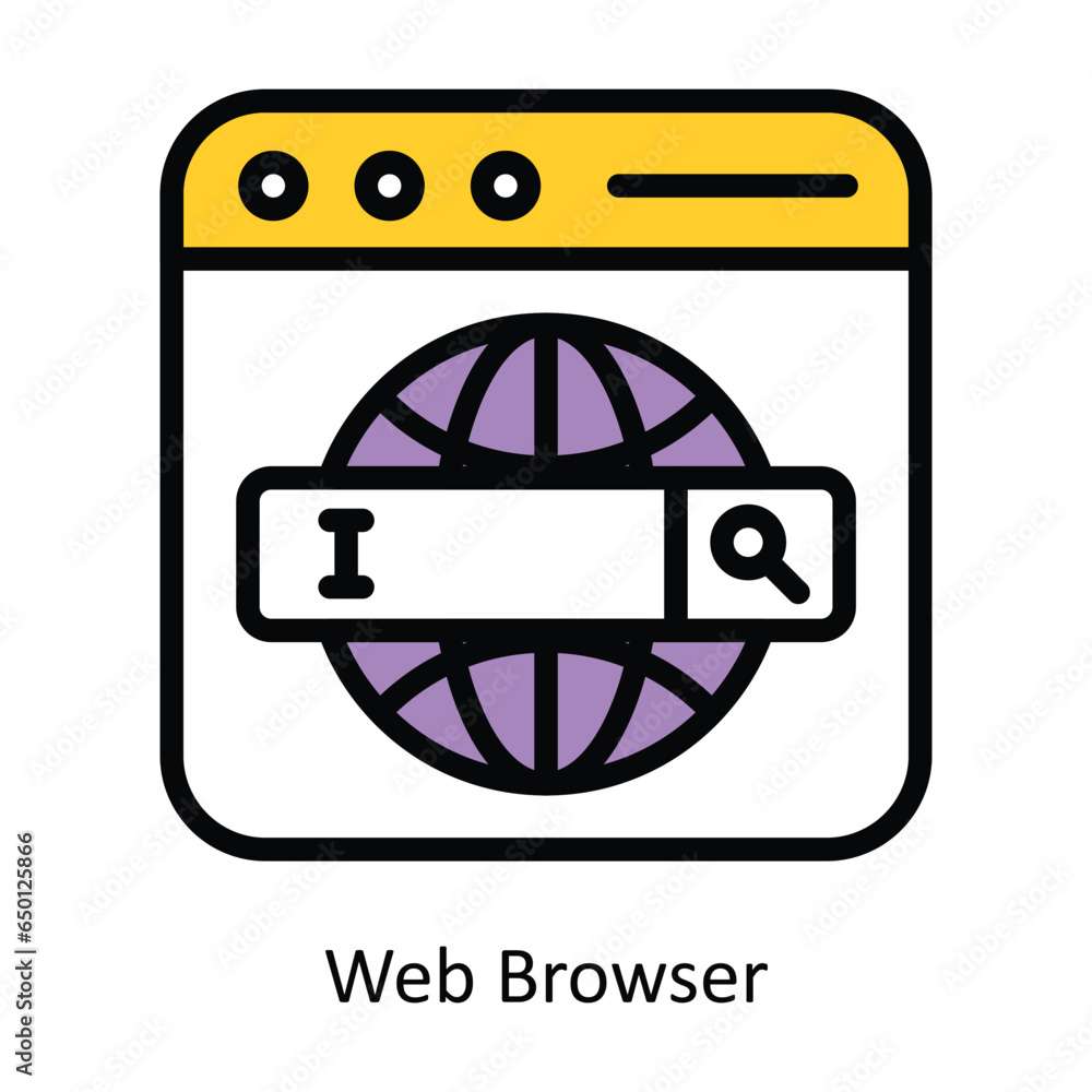 Aufkleber web browser vector fill outline icon illustration. eps 10 file.