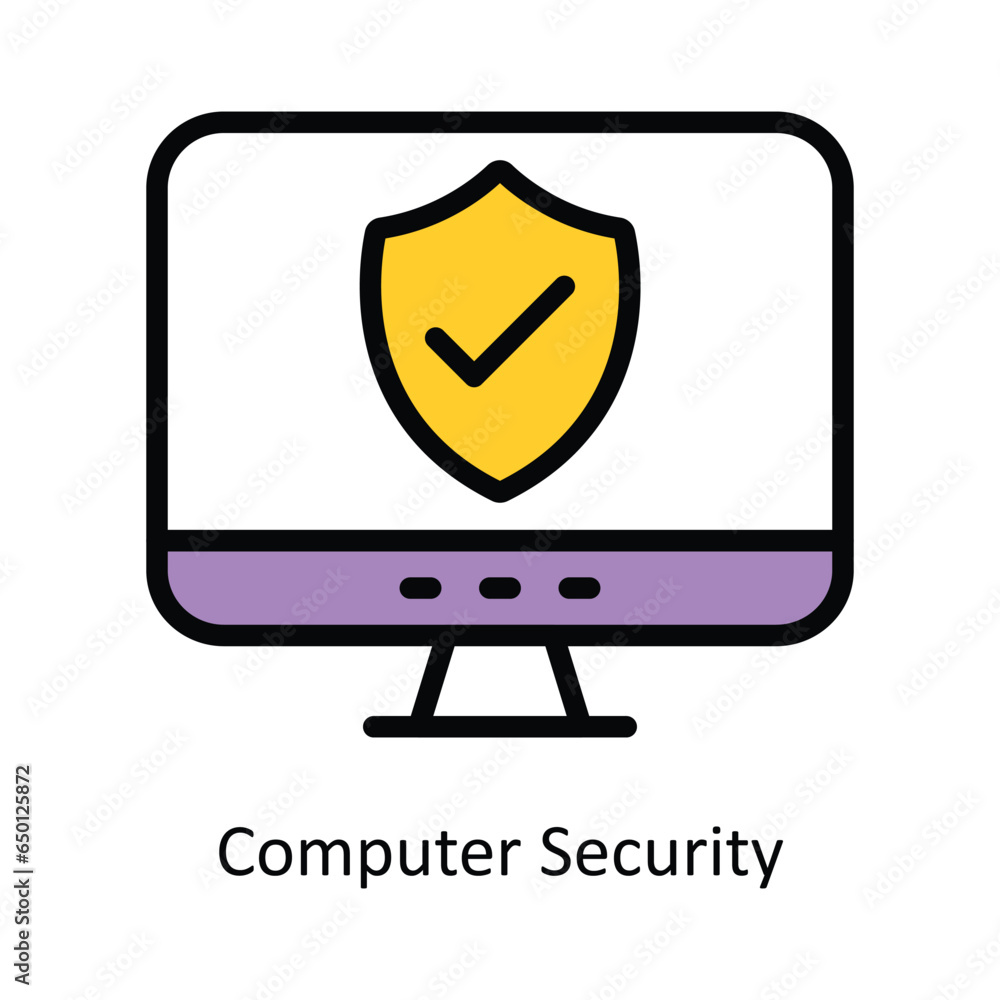 Poster computer security vector fill outline icon illustration. eps 10 file.