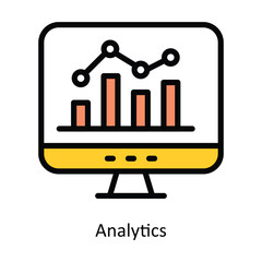 Analytics vector Fill outline icon illustration. EPS 10 File.
