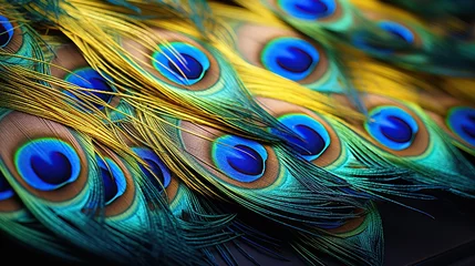 Foto op Plexiglas peacock feather close up © meow