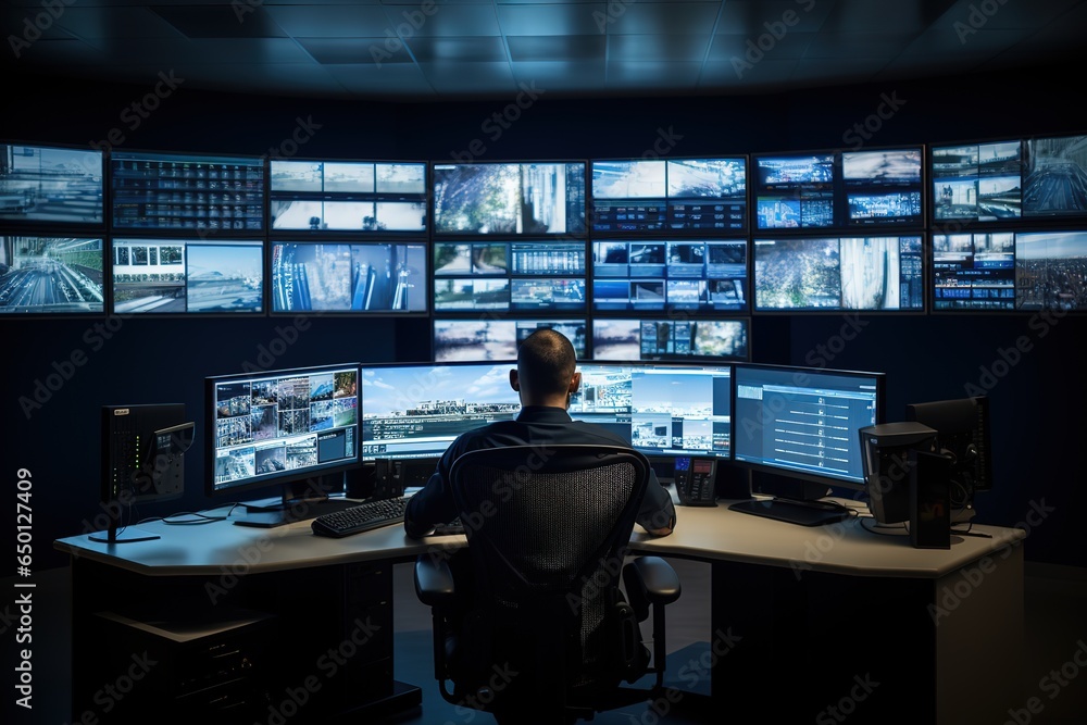 Poster The security service operator monitors through monitors