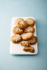 Healthy rye cookies with sesame seeds