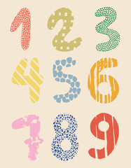 vector illustration of numbers in a bright, childish style for the holidays
