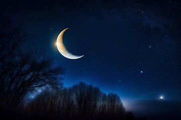 Naklejka na ściany i meble night sky with moon