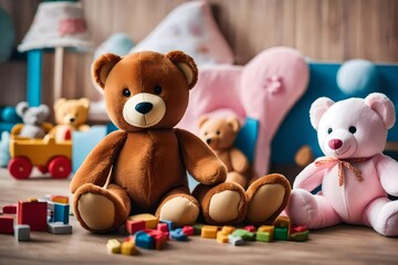 teddy bear with toys
