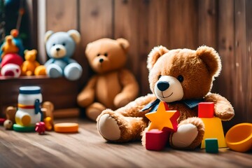 teddy bear with toys
