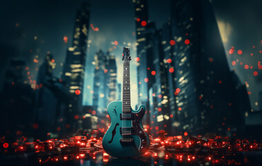 Acoustic guitar in fire and water high resolution acoustic guitar in fire and water Illustration for guitar concert poster.