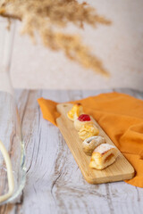 Panellets. Traditional Catalan sweet that is eaten in autumn. For halloween. Coconut, pine nuts, chocolate, cherry, quince, coffee, almond