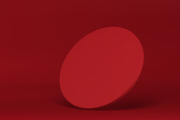 Red 3d circle wall diagonal cylinder promo showroom decorative element realistic vector illustration