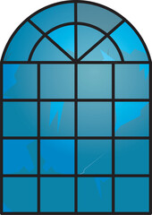 Broken blue glass window