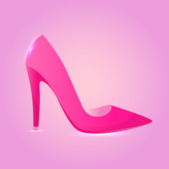 Pink women's shoe. Barbicore style. Vector illustration.