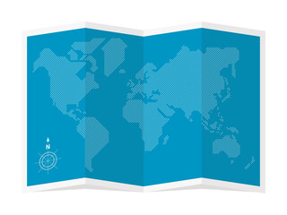 Vector illustration of four-fold world map ( drawn with circular dots )