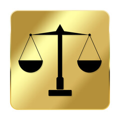 gold scales of justice and law square icon