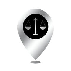 silver scales of justice and law location icon