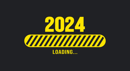2024 loading bar Progress digital technology golden color background. happy new year 2024 loading bar. Start goal plan and strategy.  2023 to 2024 loading business web banner. vector illustration.