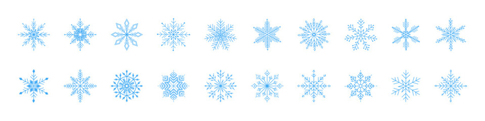 Fototapeta na wymiar Snow. Snowflake- vector icons. Snowflakes template. Snowflake different shape. Winter concept. Vector illustration
