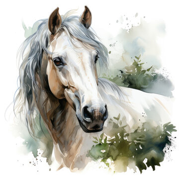 watercolor Horse clipart, Generative Ai