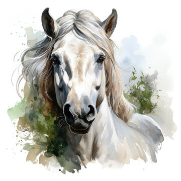 watercolor Horse clipart, Generative Ai