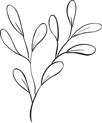 Line Leaves Branch Art
