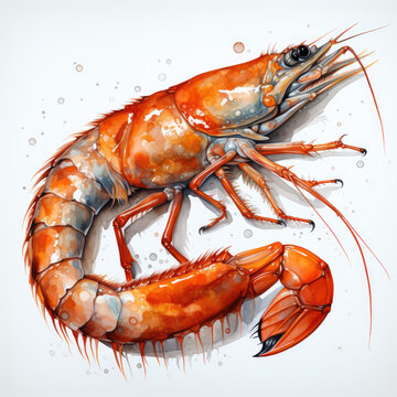 recommend clip art: watercolor Shrimp clipart, Generative Ai